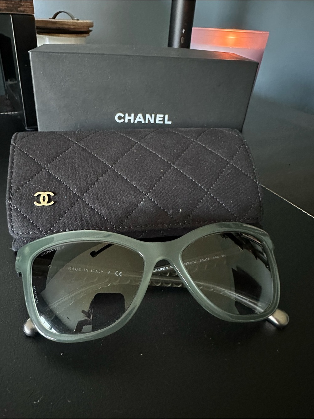 CHANEL Soft Green Cat-Eye Sunglasses with Green Gradient Lenses - Picture 6 of 11
